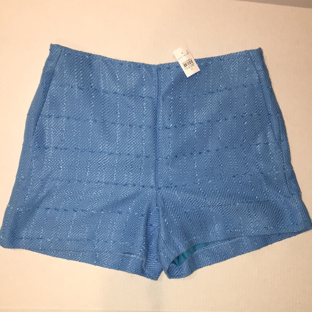 Ann Taylor Blue Textured High-Rise Shorts